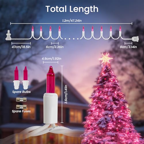 Christmas Lights,100 Count Pink Lights with White Wire,21ft UL Certified String Lights for Indoor Outdoor Valantine's Day Decoration,Home Garden, Wedding Decorations - color: Pink