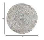 SAFAVIEH Cape Cod Collection Area Rug - 6' Round, Natural & Blue, Handmade Flat Weave Jute, Ideal for High Traffic Areas in Living Room, Bedroom (CAP250A) - size: 6' (Round)