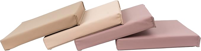 FDP SoftScape 12 inch Square Toddler Floor Cushions with Handles Flexible Seating for Daycare, Preschool, Playroom 1.5 inch Deluxe Foam (4-Piece) - Teddy