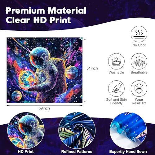 NYZE Astronaut Space Tapestry for Bedroom, Glow in the Dark Room Decor Wall Tapestries, Cool Galaxy Planet Wall Hanging, Wall Hanging for Men Guys Gamer Room Dorm Living Room 59in×51in - color: A-Astronaut, size: 59"L x 51"W