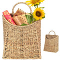 Woven Hanging Seagrass Baskets, Hanging Wall Wicker Basket, Handmade Organizer Baskets, Hanging Flower Basket for Shelves, Walls, Doors, Balconies, Front of House, Garden,... - color: Dark Brown