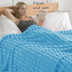 Exclusivo Mezcla Queen Size Flannel Fleece Blanket, Super Soft Striped Jacquard Bed Blanket, Lightweight Fuzzy Cozy for All Seasons, 90x90 Inches, Blue - color: Blue, size: Queen ( 90x90 IN )