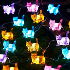 Cat Décor Cute Indoor String Light Fairy Lights Plug in Decorative Lights 10ft 30LED Battery Operated or USB for Bedroom Kids Tent Camping Christmas Tree Ornaments - style: USB Powered
