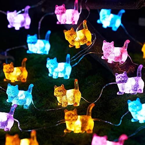 Cat String Lights Kawaii Deco Kitty Fairy Decorative Lights 10ft 30LED Battery Operated Novelty Lighting for Outdoor Wedding Camping Tent Baby Shower Bedroom Birthday Party - style: Battery Powered