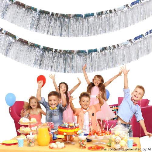6 Packs 10 Feet Foil Fringe Garland Metallic Foil Tinsel Fringe Garland Wall Hanging Fringe Banner for Parade Floats, Wedding, Christmas，Birthday Party Halloween Decor (Silver) - color: Foil Fringe Garland-silver