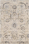Hauteloom Obsidian Rustic Farmhouse Living Room Bedroom Dining Room Area Rug - Turkish Style - Traditional Floral Look - Bluish Medium Grey, Beige, Light Brown, Cream, Black - 4'3" x 5'7" - color: Beige, Black, Charcoal / Sunnyside, size: 4'2" x 5'7" (Rec