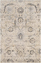 Hauteloom Obsidian Rustic Farmhouse Living Room Bedroom Dining Room Area Rug - Turkish Style - Traditional Floral Look - Bluish Medium Grey, Beige, Light Brown, Cream, Black - 4'3" x 5'7" - color: Beige, Black, Charcoal / Sunnyside, size: 4'2" x 5'7" (Rec