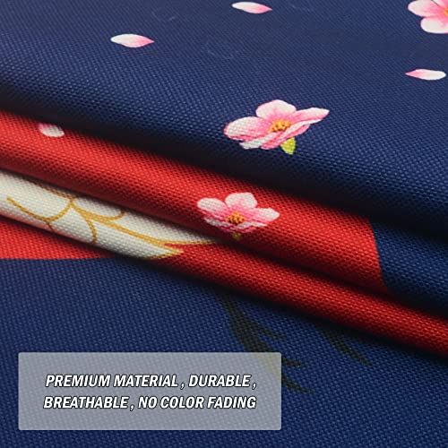 LIGICKY Noren Doorway Curtain Japanese Style White Cranes Red Sun Cherryblossom Printed Cotton Linen Window Treatment Door Tapestry for Home Decoration 33.5" Width x 59" Long - color: Navy Blue, size: 33.5"W x 59"L (Pack of 1)