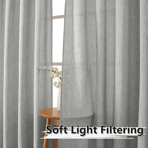 Tollpiz Short Linen Tier Curtains Rod Pocket Semi Sheer Half Kitchen Curtain Burlap Light Filtering Thick Linen Drapes for Bathroom, 30 x 24 inches Long, Silver Grey, Set of 2 Panels - color: Silver Grey, size: 30"W x 24"L (Pack of 2)