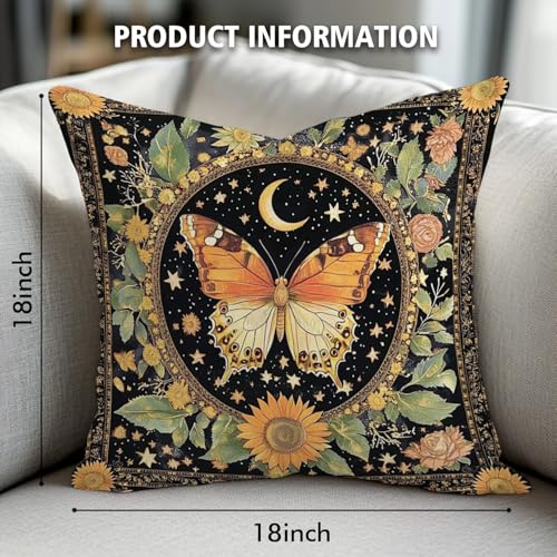 William Morris Abstract Vintage Butterfly Design Throw Pillow Cover Home Decor, Art Decor Pillowcase Cushion Cover for Bed Sofa Living Room, Indoor and Outdoor 18x18inch (Black-Butterfly) - color: Black-butterfly
