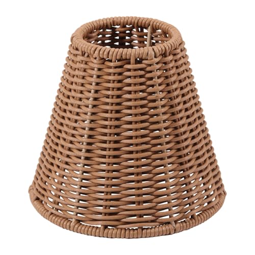 Clip-On Chandelier Lamp Shades Cone Imitation Rattan Lamp Shades Replacement Clip on Lamp Shade for Floor Lamp Pendant Light Wall Sconces, Camel, 5.9in diameter - color: Camel