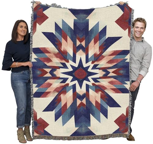 Pure Country Weavers Barn Quilt - Americana Gift Tapestry Throw Blanket Woven from Cotton - Made in The USA (72x54) - color: Barn Quilt, size: 72x54