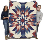 Pure Country Weavers Barn Quilt - Americana Gift Tapestry Throw Blanket Woven from Cotton - Made in The USA (72x54) - color: Barn Quilt, size: 72x54