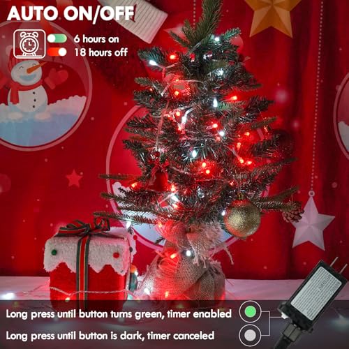 88FT 240LED Extra-Long Connectable String Lights Indoor Outdoor Clear Wire, Red&White Christmas String Lights, Plug in Twinkle Fairy Light with Timer for Wedding Patio Tree Yard Christmas Decorations - color: Red&White, size: 240LED