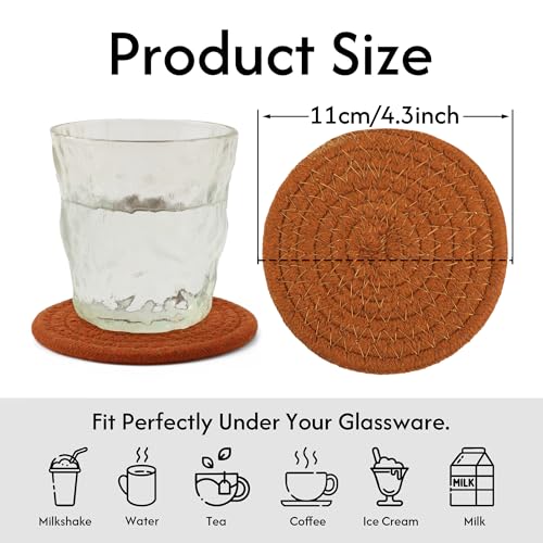 Coasters Set of 4 for Drinks, Cotton Woven 4 Colors Absorbent Boho Coasters for Home Decor Cups - Hot or Cold Drink Thickened (Khaki Mixed White) - color: Khaki Mixed White