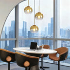 Mikeru Modern Gold Glass Chandelier, 3 Light Cluster Pendant Light Fixtures Kitchen Island Lighting Kitchen Island Pendant Lighting Hanging Lights Multi Light Large Pendant Lighting（Without Bulb） - color: Gold-3 Light