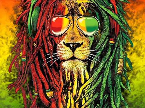 Simsant Rasta Bob Wall Hanging - Lion Head Tapestry for Living Room, Bedroom, Dorm - Psychedelic Decor (108"x90") - size: 108"L x 90"W