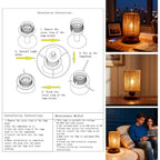 Handmade Rattan Lamp Boho Table Lamp for Bedroom, Small Woven Lamps for Night Stands with Warm White LED Bulb, Coastal Boho Lamp for Living Room Reading Nook Office Desk, 12cm Shade 20cm Height - color: Bohemian