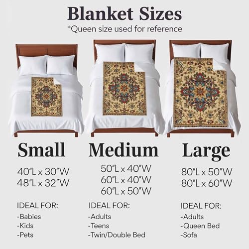 Boho Flower Throw Blanket for Couch Gifts for Women Bohemian Western Rustic Tribal Patterns Flannel Cozy Soft Thick Blankets Warm Plush Fleece Blanket for Bed Sofa 40" x 50" - size: 40" x 50"