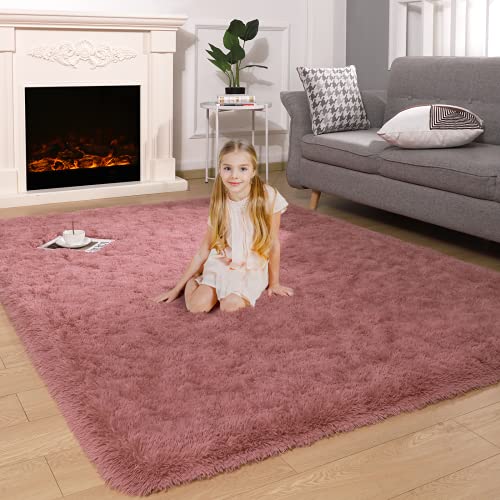 Kelarea Area Rug for Living Room, 4x6 Non-Slip Blush Pink Rug Fluffy Soft Shag Rugs, Fuzzy Shaggy Plush Carpet for Bedroom, Nursery Rooms, Home Dorm - color: Blush, size: 6' x 4' (Rectangular)