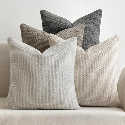 MIULEE Pack of 4 Couch Throw Pillow Covers 16x16 Inch Neutral Soft Decorative Pillow Covers Farmhouse Boho Cushion Covers for Spring Home Decor Sofa Bedroom Living Room - color: Neutral, size: 16" x 16" (Pack of 4)