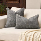 Yangest Chenille Pillow Cover 18 x18 Inches, Thick Textured Square Throw Pillow Cover Farmhouse Modern Soft Accent Couch Neutral Pillow Cover for Living Room Bedroom, Gray - color: Grey, size: 18" x 18" (Pack of 1)