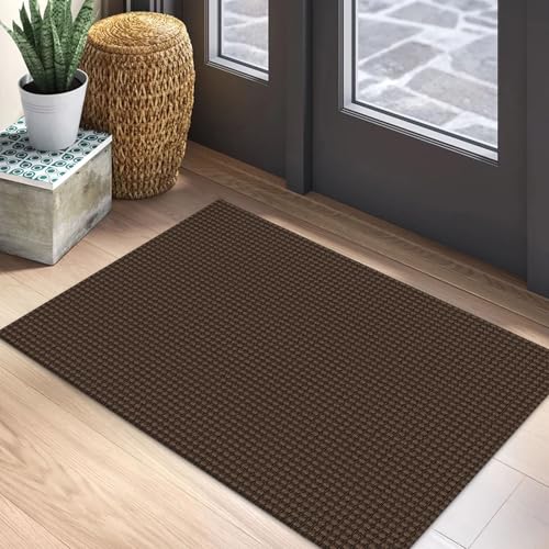 EARTHALL Woven Area Rug 2x3 Ft Washable Rugs for Entryway Braided Non Slip Throw Rugs Door Mat Indoor Outdoor Entrance Small Cotton Woven Carpet for Kitchen Foyer Front Door, Brown - color: Brown/Coffee, size: 2' x 3' (Rectangular)