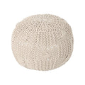 Christopher Knight Home Ansel Knitted Cotton Pouf, Beige - color: Beige