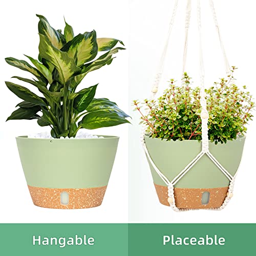 QCQHDU 2 Pack Hanging Planters Set for Indoor and Outdoor Plants Plant Pots with Cotton Rope Hanging Planter Set Flower Pots with Wood Beads for Boho Home Decor - color: Kelly Green, size: 7.2in
