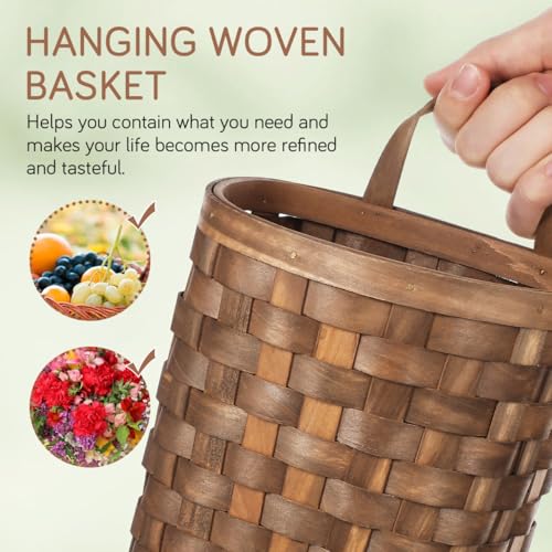 BESTOYARD Woven Wall Storage Basket 10.23"" x 6.69"" x 5.31"" – Space-Saving Vertical Hanging Organizer for Kitchen Fruits, Vegetables & Flowers – Farmhouse Decor for Indoor Walls, Doors & Patios