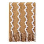 BOURINA Fluffy Chenille Knitted Fringe Throw Blanket Lightweight Soft Cozy for Bed Sofa Chair Throw Blankets, 60" x 80",Mustard - color: A-mustard, size: 60"×80"