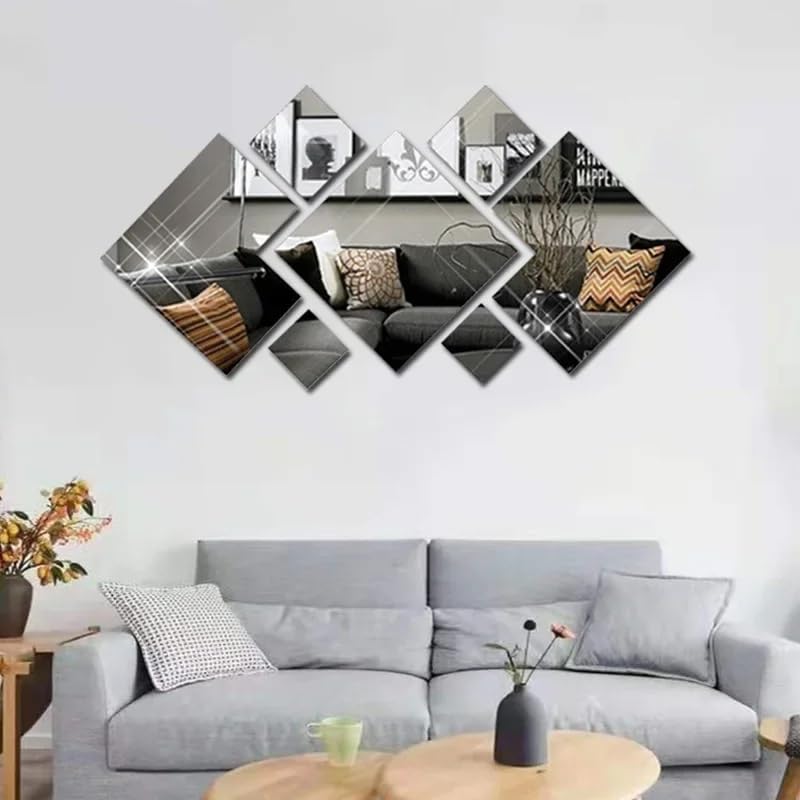 3D Acrylic Mirror Wall Sticker Three-Dimensional for Room Living Room Entrance Hotel Creative Background Wall Decoration 7PCS/Set