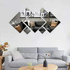 3D Acrylic Mirror Wall Sticker Three-Dimensional for Room Living Room Entrance Hotel Creative Background Wall Decoration 7PCS/Set