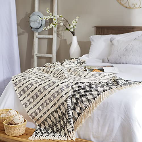 DII California Casual, Colby Southwest Woven Throw, Black & Gray, 50x60 - color: Black & Gray