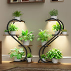 LATIBELL Plant Stand Indoor with Grow Light, 4 Tiered Metal Plant Shelf indoor, 29'' Plant Stands for Indoor Plants Multiple, Flower Stands for Indoor Plants Living Room, Patio, Balcony (2 Pack)
