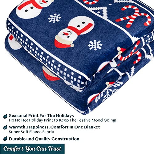 PAVILIA Christmas Snowman Throw Blanket | Blue Holiday Christmas Fleece Blanket | Soft, Plush, Warm Winter Cabin Throw, 50x60 (Blue Christmas) - color: Blue Christmas, size: 50 x 60 Inches - Throw