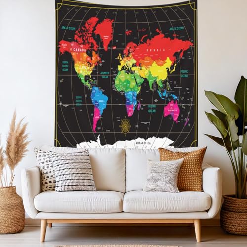 CAPSCEOLL Map Tapestry Black Travel Old Map Tapestry Tapestries Wall Art Hanging for Halloween College Decor 50X60 Inches,Black Red - color: Black Red, size: 50"L x 60"W