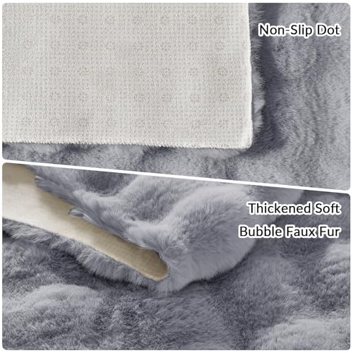 Lotus Karen Washable Area Rug, 3D Bubble Rug for Living Room, Bedroom, Faux Fur Carpet for Home Decor,2' W × 3' L, Light Grey - color: Light Grey, size: 2' x 3' (Rectangular)