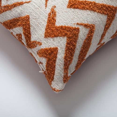 Woven Jacquard Throw Pillow Cover, Pack of 1 Geometric Pattern Textured Decorative Cushion Covers for Sofas, Couches, Fade Resistant Pillow for Sofa & Couch, Havana, Orange-White 18x18 Inch - color: Orange & White