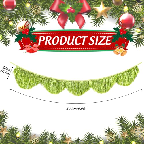 FYSUIMU Party Decoration Lime Green Fringe Garland 6.6 Ft Hanging Layored Scalloped Christmas Banner for Bachelorette Party Supplies Birthday Photo Booth Margarita Bach Decor Bridal Shower Backdrop - color: Lime Green
