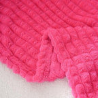Puncuntex Flannel Fleece Throw Blanket Hot Pink 50"×60",Super Soft Plush Cozy Blanket with 3D Jacquard Square Grid Design Luxury for Couch Sofa Chair - color: Hot Pink, size: 50"×60"