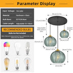 Mint Green Glass Chandelier, 3 Light Pendant Light Fixtures Kitchen Island Lighting Century Modern Kitchen Island Pendant Lighting Hanging Lights Multi Light Cluster Pendant Lighting（Without Bulb） - color: Mint-3 Light
