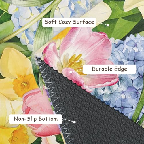 Floral Cat Spring Entryway Rugs 2x3 Summer Home Decor Doormat Small Non-Slip Low Pile Front Door Mat Washable Throw Rugs for Kitchen Bedroom Bathroom Holiday Decor - color: Floral Cat