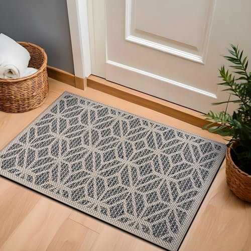 Rugshop Blue Contemporary Geometric Indoor/Outdoor Area Rug — Hose Washable for Entryway, Kitchen and Bathroom, 2' x 3' - size: 2' x 3' (Rectangular)