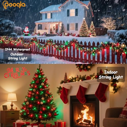 Red and Green Christmas String Lights, 66 ft 200 LED Christmas Lights Plug in, Indoor Outdoor Connectable 8 Modes Twinkle Fairy String Lights for Xmas Tree Wedding Bedroom Party, Clear Wire - color: Red and Green, size: 200LED