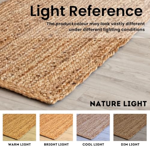 HOMEMONDE Reversible Oval Jute Area Rug - Hand Woven Natural Fiber - Farmhouse Braided Rugs for Entryway/Front Door/Porch/Meditation Mat/Home Decor (2.3 x 4 ft, Natural) - size: 2'4" x 4' (Oval)