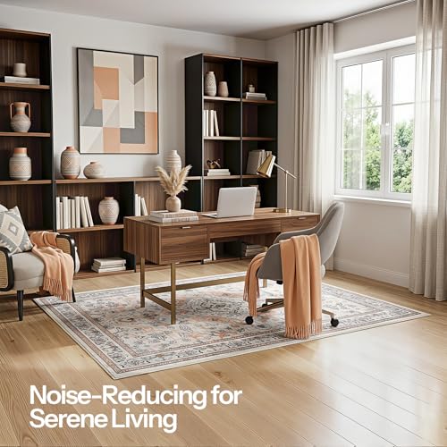 HOOBRO 5 x 7 Area Rugs Washable, Living Room Rugs, Non-Slip Rug Stain Resistant Carpets, Indoor Low Pile Soft Rug Pet Friendly Mat, for Bedroom Dining Room Hallway Home Office, Vintage Beige EF03AR01 - color: Vintage Beige, size: 5' x 7' (Rectangular)