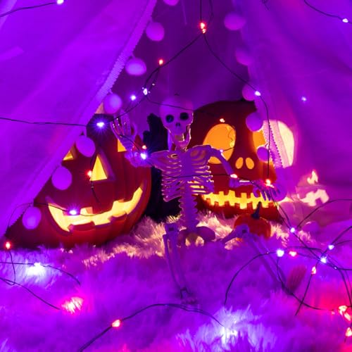 Halloween Fairy Lights 66FT 200 LED Waterproof Plug in Purple and Orange LED String Lights with Remote 8 Modes for Indoor or Outdoor, Patio, Backyard,Garden - color: Purple Orange, size: 66FT 200LEDs