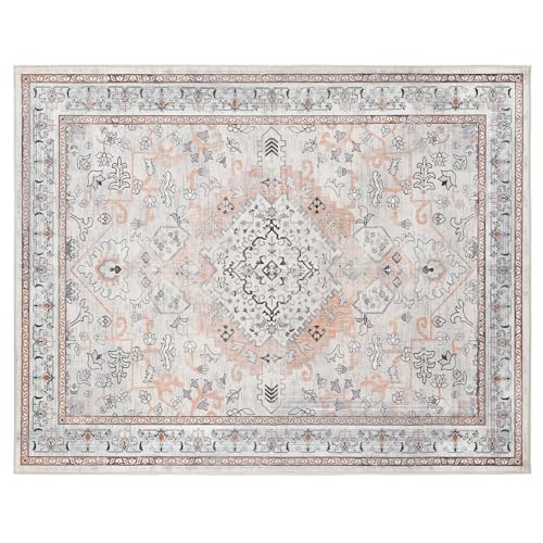 HOOBRO Washable Rug 6 x 9 Area Rugs for Living Room, Non-Slip Stain Resistant Rug, Low Pile Soft Rug Indoor Large Carpets Pet Friendly Mat, for Bedroom Kitchen Dining Room, Vintage Beige EF04AR01 - color: Vintage Beige, size: 6' x 9' (Rectangular)