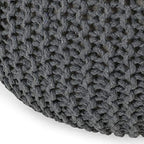 Nahunta Knitted Round Pouf - Cotton - Gray - color: Grey
